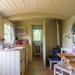 Interior of the self-catering shepherd's hut available as holiday accommodation in Wells-next-the-Sea