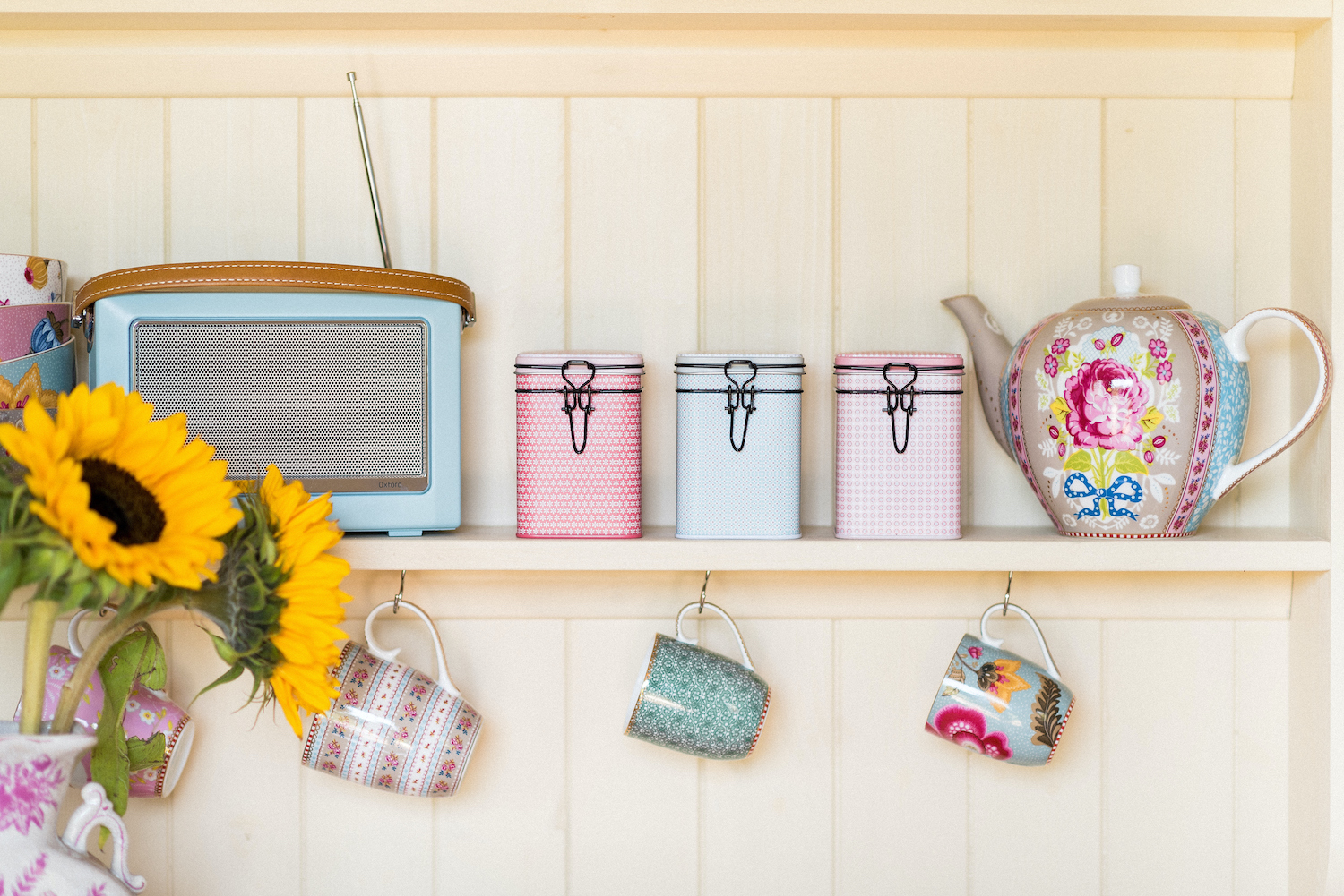 Image to show the Pip Studio crockery provided for guests at the self-catering shepherd's hut