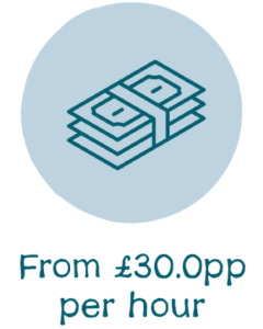 Price from £30 pp per hour